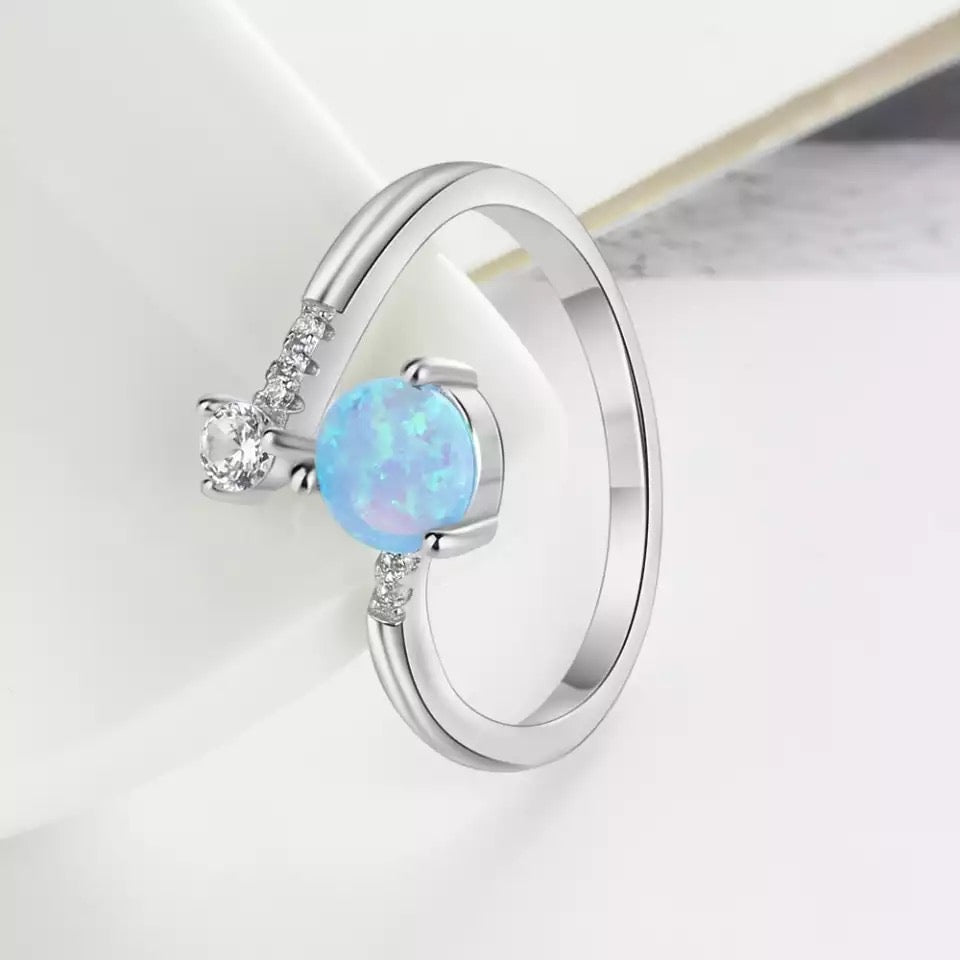 Silver Opal Open Ring